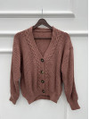 Knitted Patterned Sweater Cardigan Dusty Rose