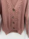 Knitted Patterned Sweater Cardigan Dusty Rose