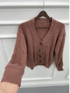 Knitted Patterned Sweater Cardigan Dusty Rose