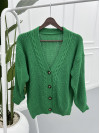 Knitted Patterned Sweater Cardigan Green