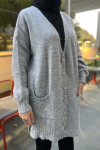 Knitted Detailed Knitwear Cardigan Light Gray