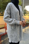 Knitted Detailed Knitwear Cardigan Light Gray