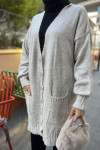 Knitted Detailed Knitwear Cardigan Beige