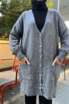 Knitted Detailed Knitwear Cardigan Gray