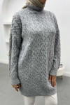 Knitted Detailed Knitwear Sweater Gray