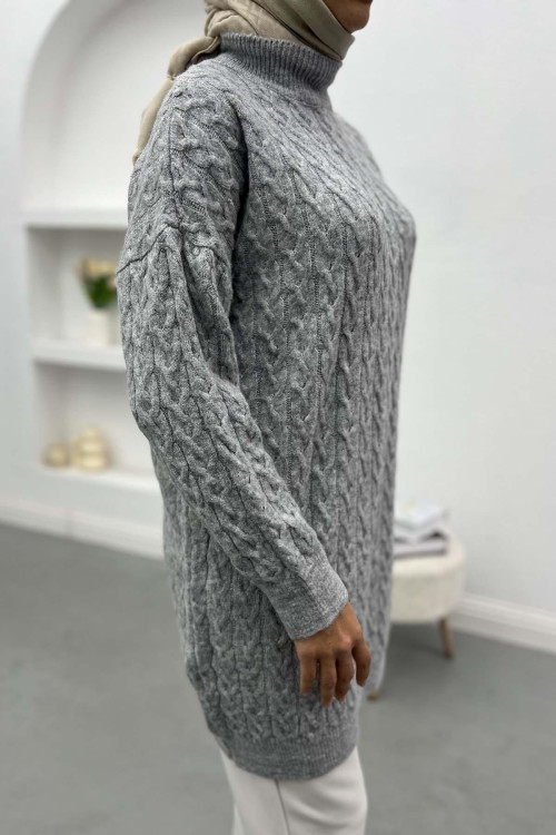 Knitted Detailed Knitwear Sweater Gray