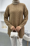 Knitted Detailed Knitwear Sweater Brown