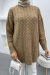 Knitted Detailed Knitwear Sweater Brown