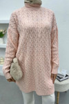 Knitted Detailed Knitwear Sweater Powder