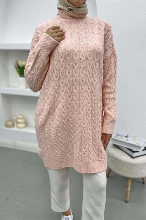 Knitted Detailed Knitwear Sweater Powder