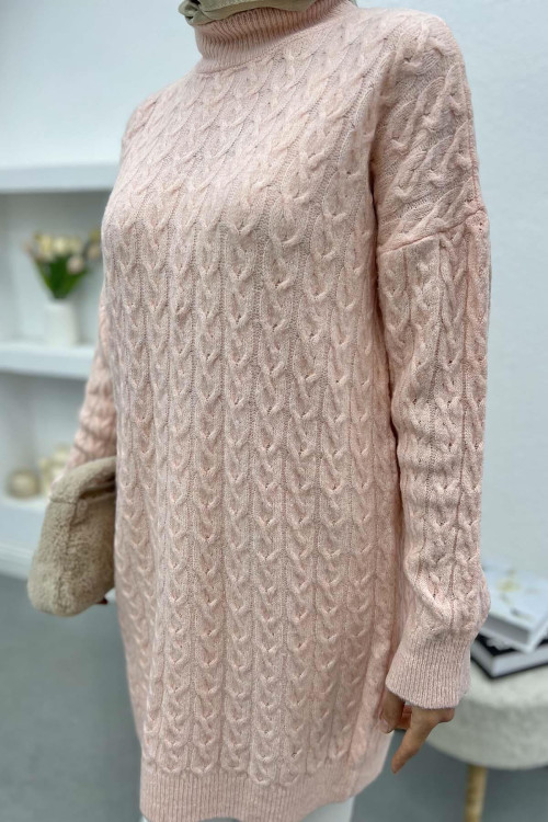 Knitted Detailed Knitwear Sweater Powder