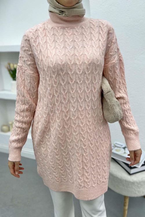 Knitted Detailed Knitwear Sweater Powder