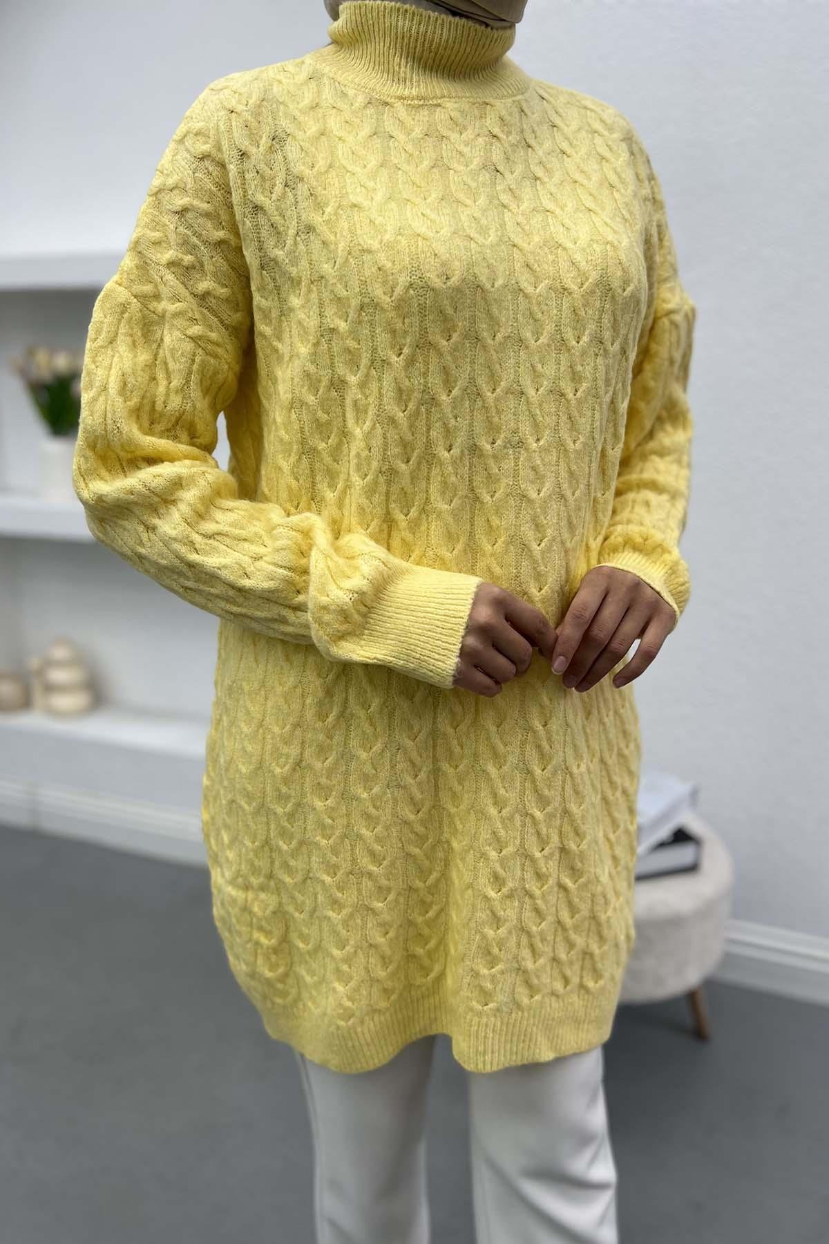 Knitted Detailed Knitwear Sweater Yellow