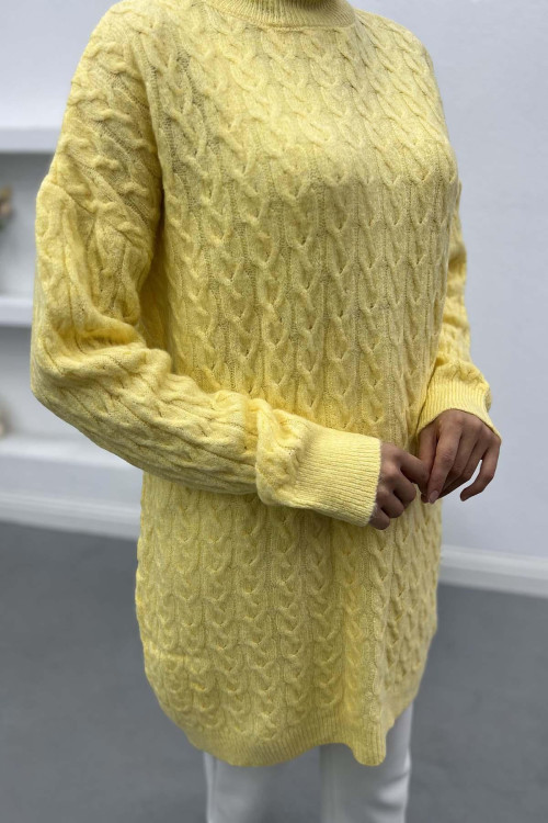 Knitted Detailed Knitwear Sweater Yellow