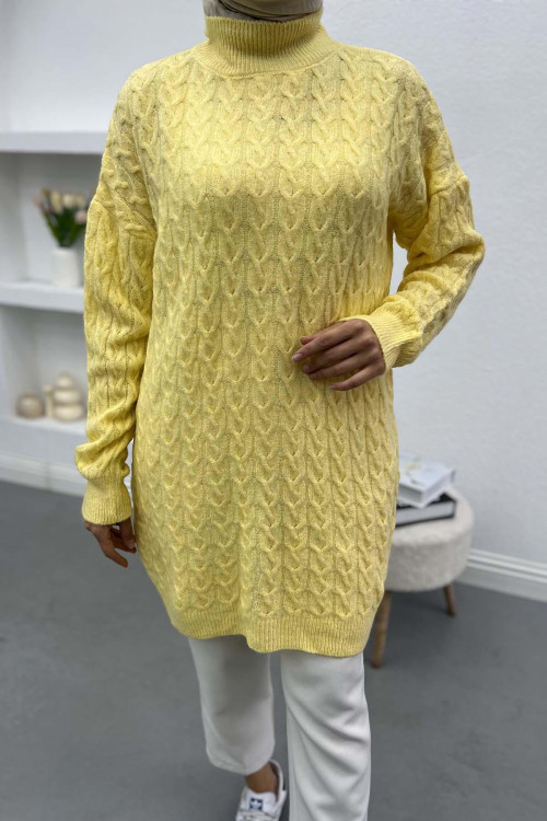 Knitted Detailed Knitwear Sweater Yellow