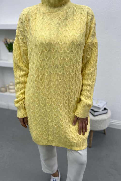 Knitted Detailed Knitwear Sweater Yellow