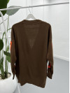 Knitted Embossed Sweater Cardigan Brown