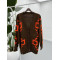 Knitted Embossed Sweater Cardigan Brown