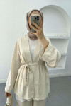 Knitted Belted Linen Kimono Stone