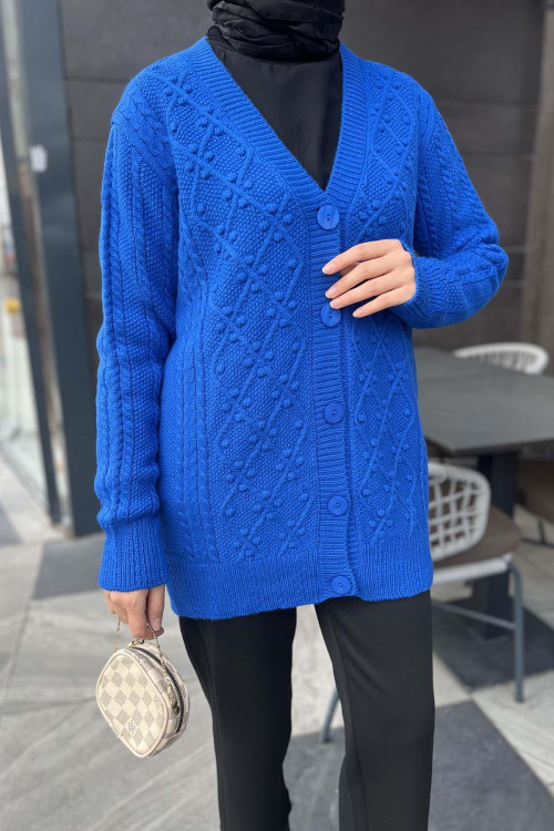 Knitted Sweater Cardigan Saxe Blue