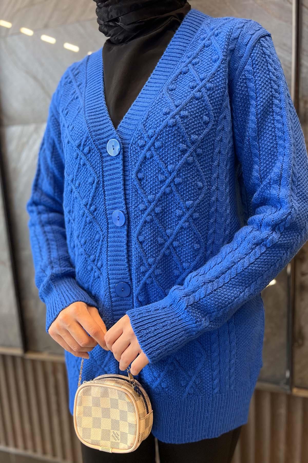 Knitted Sweater Cardigan Saxe Blue