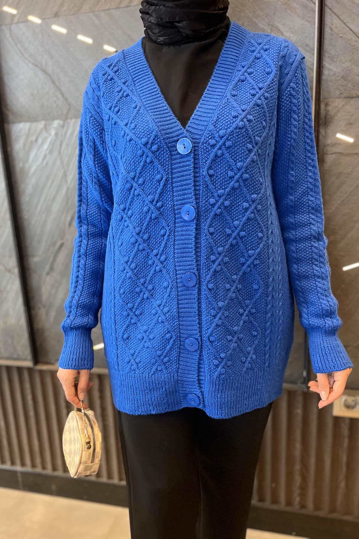 Knitted Sweater Cardigan Saxe Blue