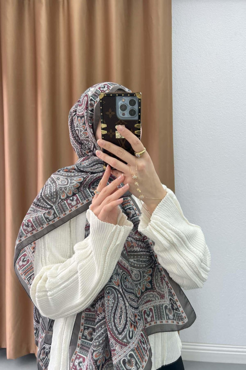 Authentic Patterned Shawl Gray