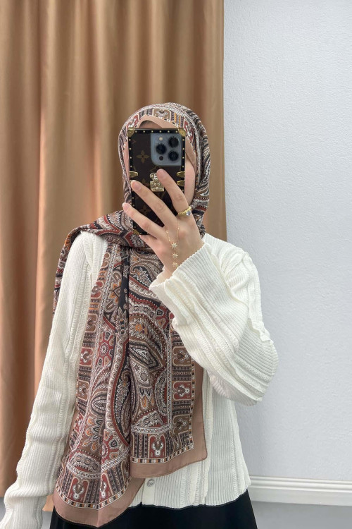 Authentic Patterned Shawl Brown