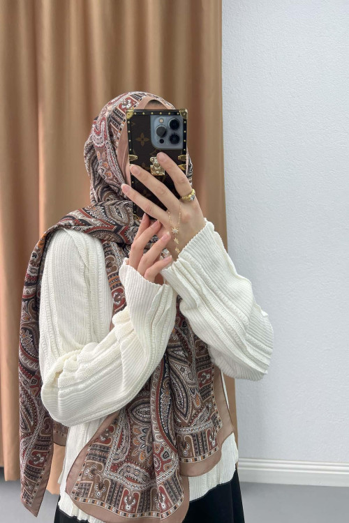 Authentic Patterned Shawl Brown