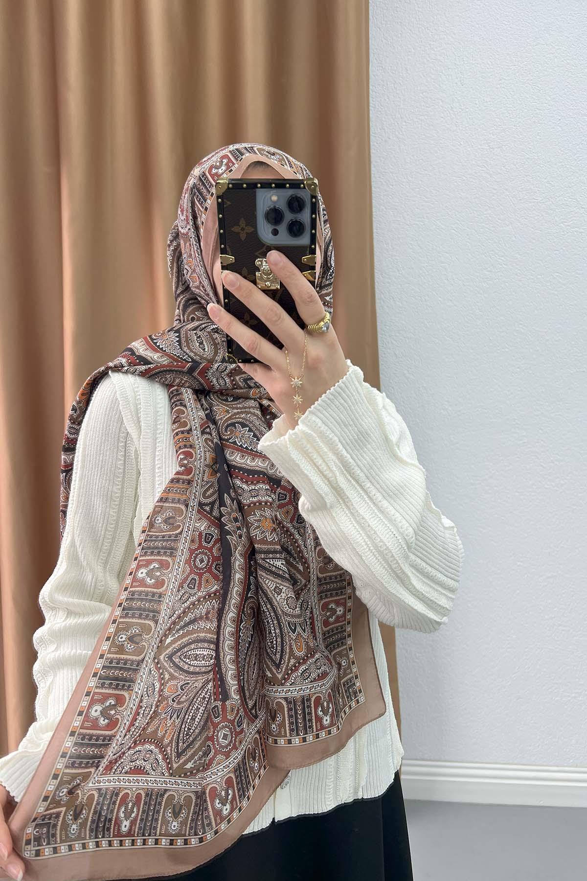 Authentic Patterned Shawl Brown