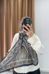 Authentic Patterned Shawl Navy Blue-Beige