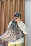 Authentic Patterned Shawl Navy Blue