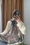 Authentic Patterned Shawl Navy Blue-Green