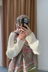 Authentic Patterned Shawl Olive Green