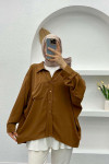 Oversize Pocket Shirt Brown