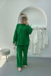 Oversize Pocket Linen Suit Benetton Green