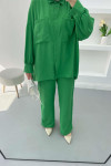 Oversize Pocket Linen Suit Benetton Green