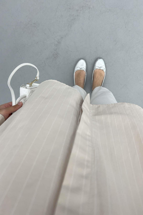 Oversize Striped Shirt Beige