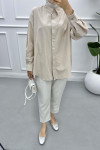 Oversize Striped Shirt Beige