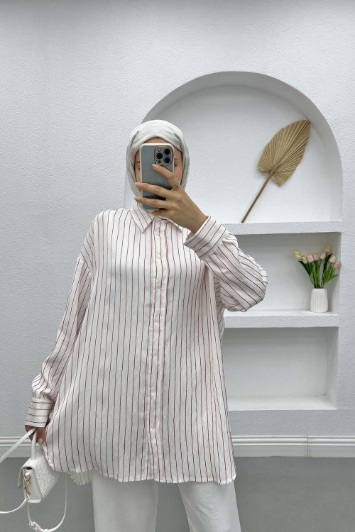 Oversize Striped Shirt Fuchsia