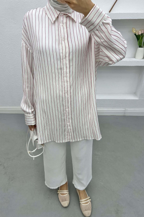 Oversize Striped Shirt Fuchsia