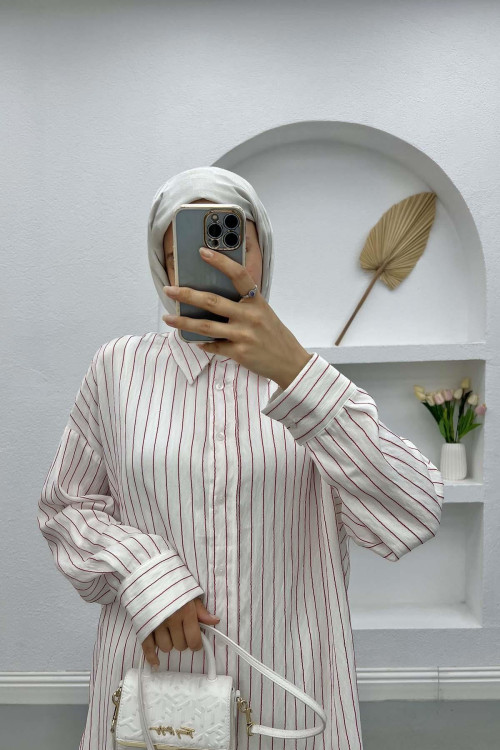 Oversize Striped Shirt Fuchsia