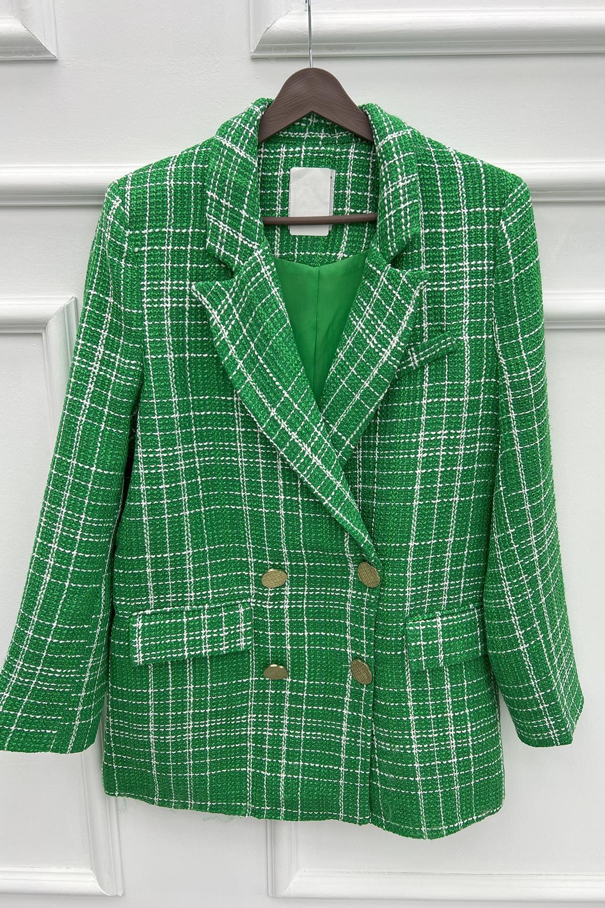 Oversize Plaid Jacket Green