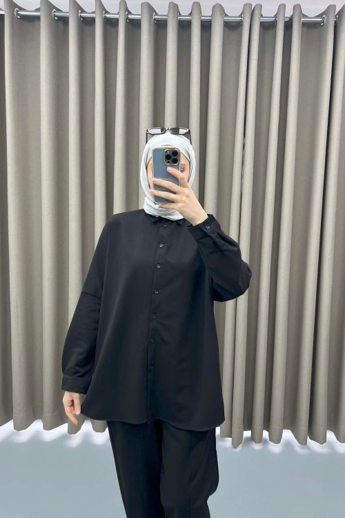 Oversize Shirt Set Black