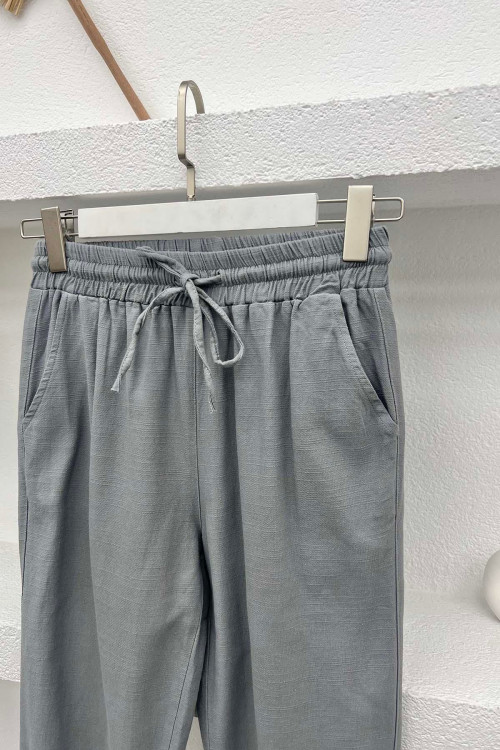 Leg Detailed Trousers Gray