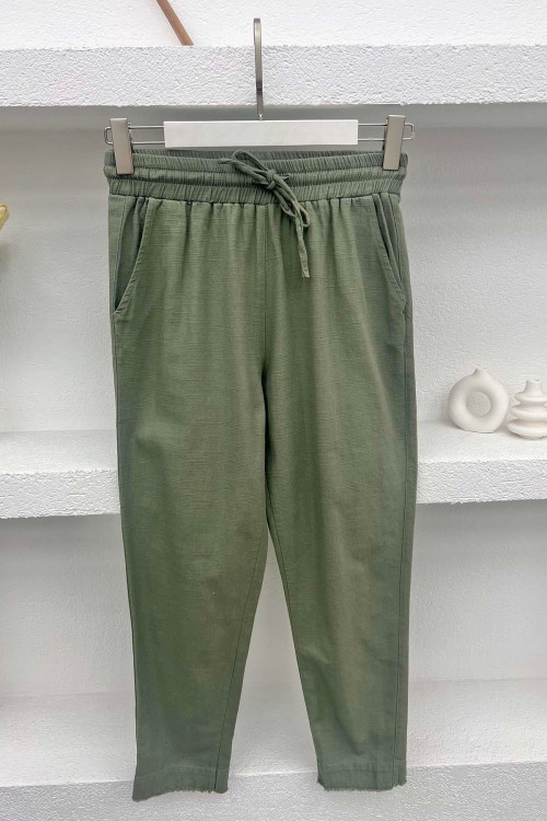 Leg Detailed Trousers Khaki