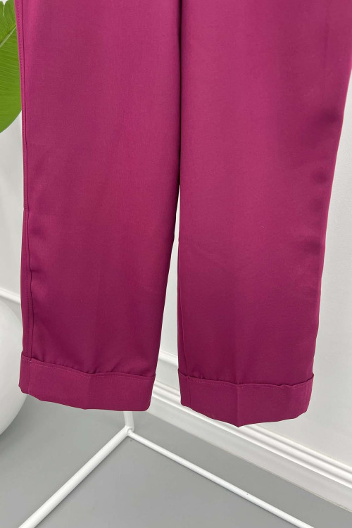 Folded Leg Trousers Claret Red