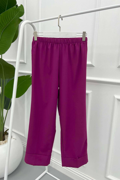 Folded Leg Trousers Plum