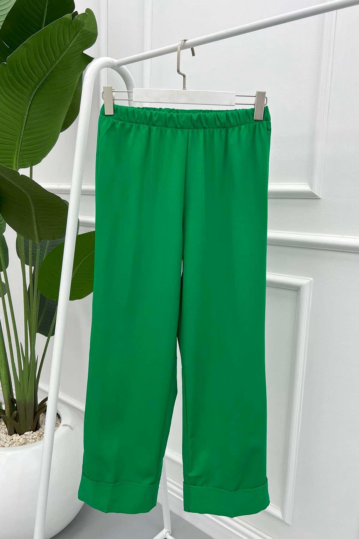 Folded Leg Trousers Green