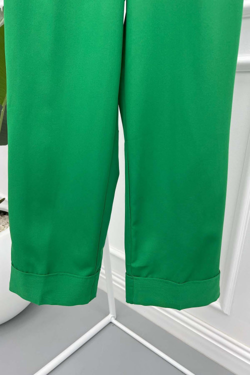 Folded Leg Trousers Green